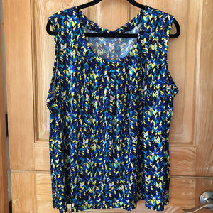 Bright Chevron Print Pleated Dressy Tank 2/3X